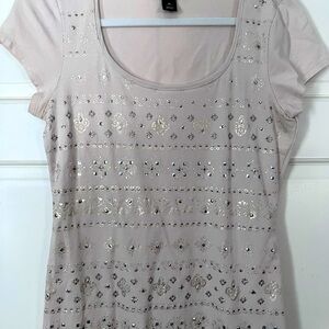 White HouseBlack Market short sleeve embellished top size Medium